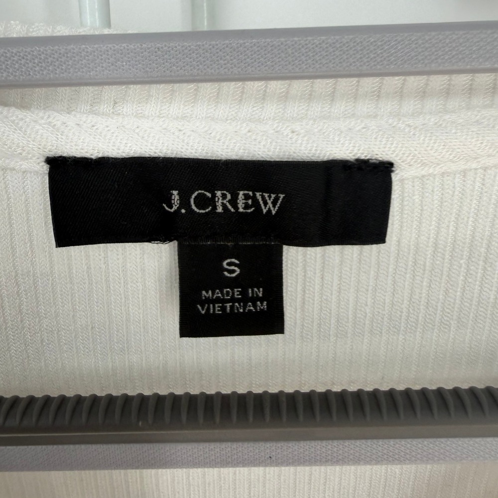 J.Crew Henley Top Womens Small Ivory Ribbed Long Sleeve Re-Imagined Basic - Picture 5 of 8